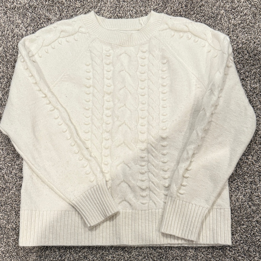 Loft White Cable Knit Sweater